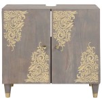 vidaXL Dulap de chiuvetă Gri 62 x 33 x 58 cm Lemn de mango solid