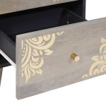 vidaXL Bufet cu sertar Gri și Aur 40 x 33 x 75 cm Lemn de mango solid