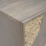 vidaXL Bufet cu raft Gri și Aur 60 x 33 x 75 cm Lemn de mango solid