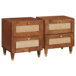 vidaXL Mese de noptieră cu sertar 2 pcs 40 x 33.5 x 46 cm vidaXL Mese de noptieră cu sertar 2 pcs 40 x 33.5 x 46 cm