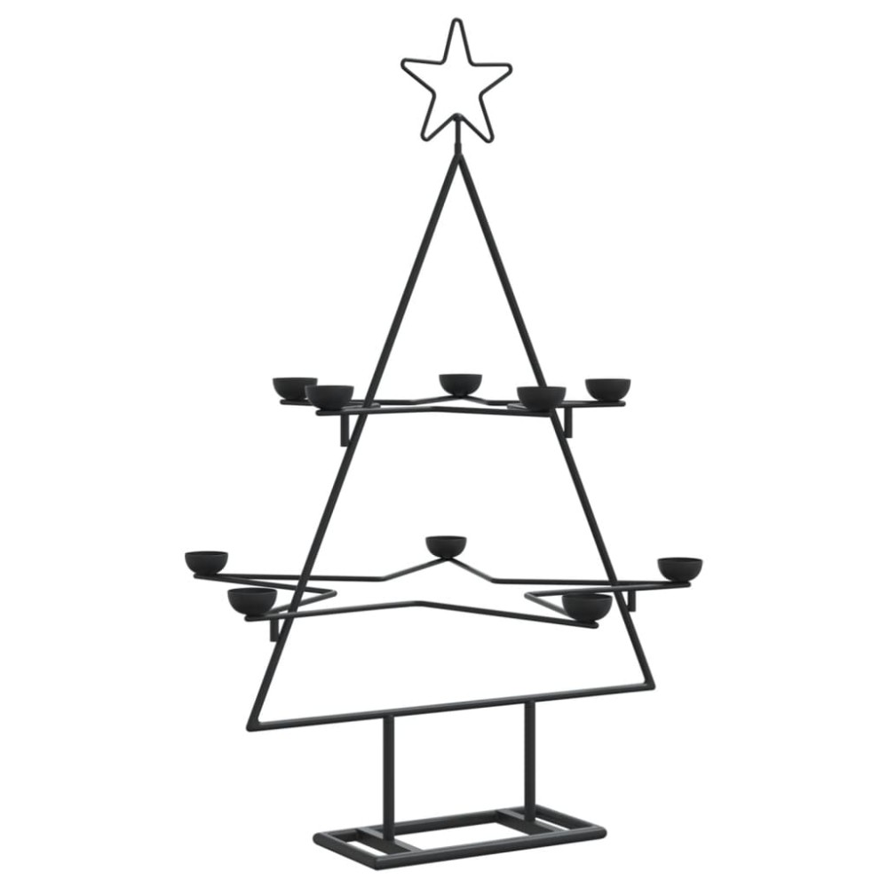 vidaXL Brad de Crăciun din metal pentru decor, negru, 75 cm