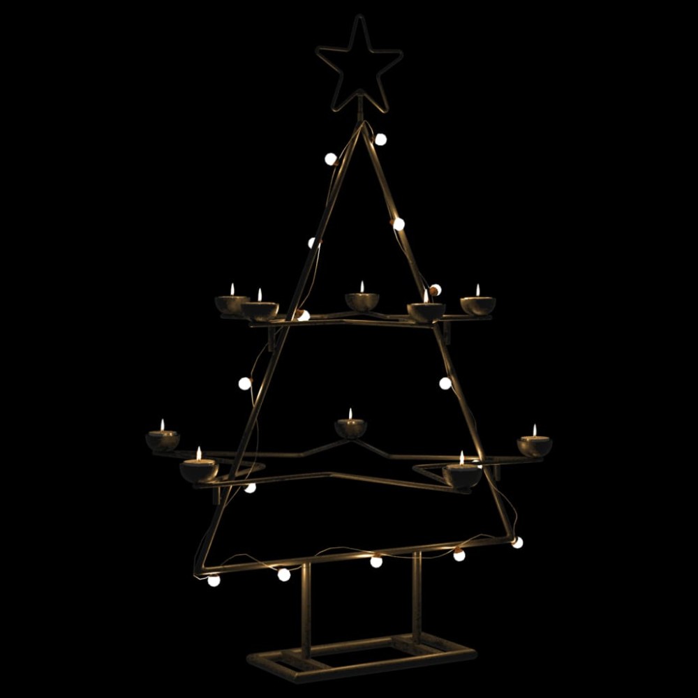 vidaXL Brad de Crăciun din metal pentru decor, negru, 75 cm