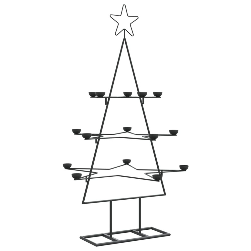 vidaXL Brad de Crăciun din metal pentru decor, negru, 105 cm