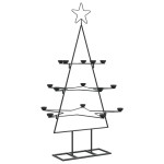 vidaXL Brad de Crăciun din metal pentru decor, negru, 105 cm