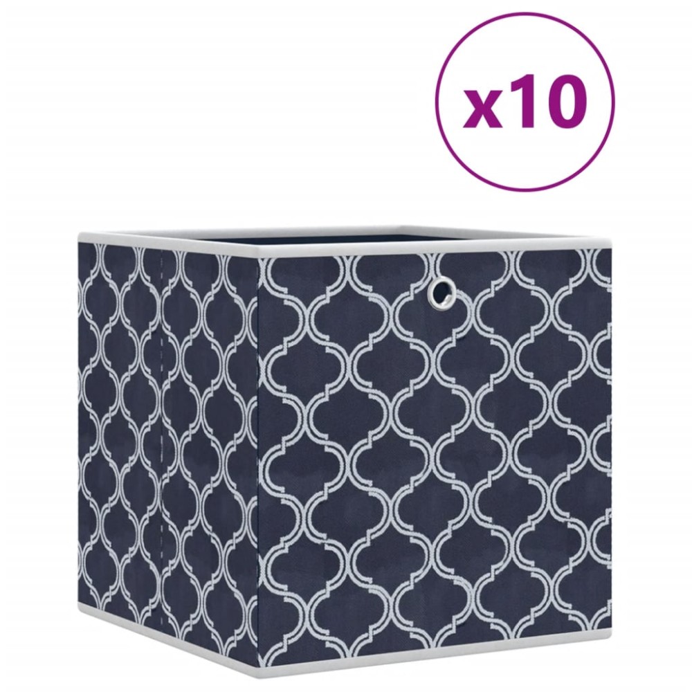 vidaXL Cutii depozit pliabile 10buc albastru 32x32x32cm textil nețesut