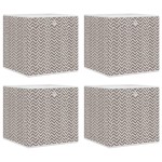 vidaXL Cutii depozitare pliabile 4 buc maro 32x32x32cm textil nețesut vidaXL Cutii depozitare pliabile 4 buc maro 32x32x32cm textil nețesut