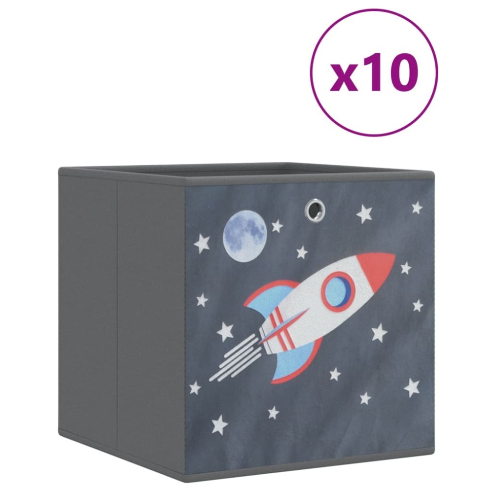 vidaXL Cutii depozitare pliabile 10 buc. gri 32x32x32cm textil nețesut
