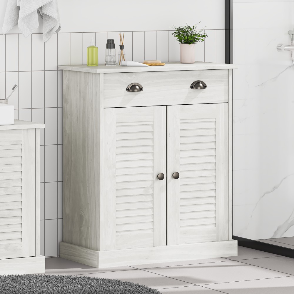 vidaXL Dulap de Baie Alb 68 x 34 x 80 cm Lemn masiv de pin