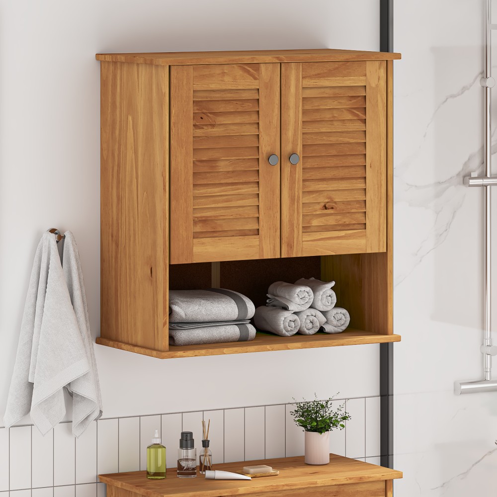 vidaXL Cabinet de baie montat pe perete cu depozitare Culoare Miel