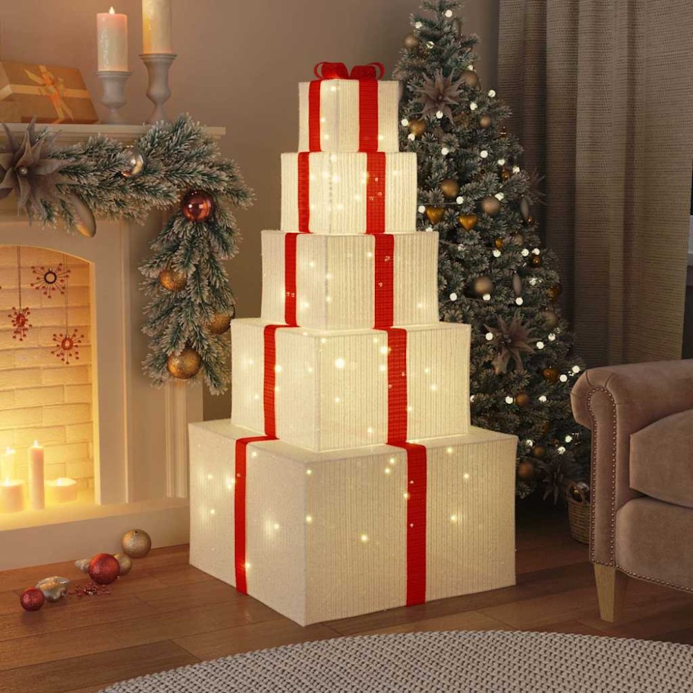 vidaXL Cutie cadou pentru decorațiuni de Crăciun 250 LED-uri alb cald