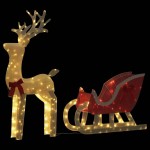 vidaXL Decoratune de Crăciun Ren și Sanie 100 LED-uri Alb Cald