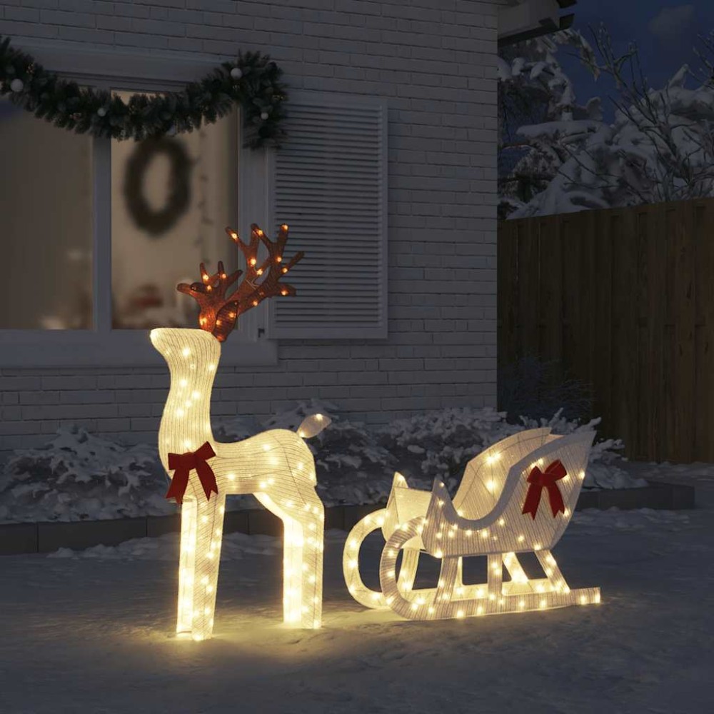 vidaXL Decoratune de Crăciun Ren și Sanie 100 LED-uri Alb Rece