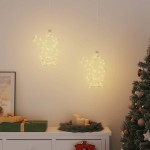 vidaXL Lumini de Crăciun Siluetă Moș Crăciun 2 buc 35 LED-uri Alb Cald