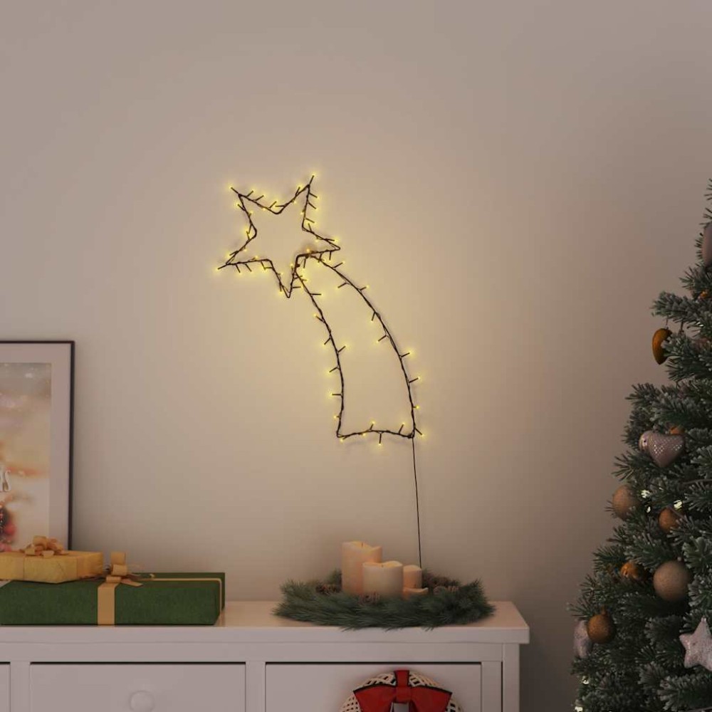 vidaXL Lumini Crăciun Siluetă stea căzătoare 80 LED-uri alb cald