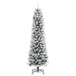 vidaXL Brad de Crăciun artificial slim cu zăpadă pufoasă 180 cm PVC&PE