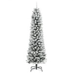 vidaXL Brad de Crăciun artificial slim cu zăpadă pufoasă 210 cm PVC&PE