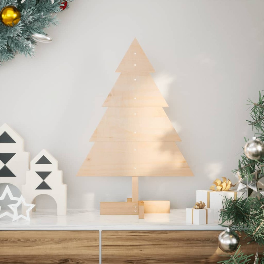 vidaXL Brad de Crăciun decorativ, 70 cm, lemn masiv