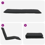 vidaXL Șezlong pliabil negru 175x54x8,5 cm țesătură Oxford