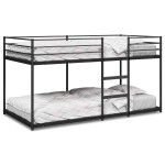 vidaXL Pat supraetajat fără saltea negru 75x190 cm oțel