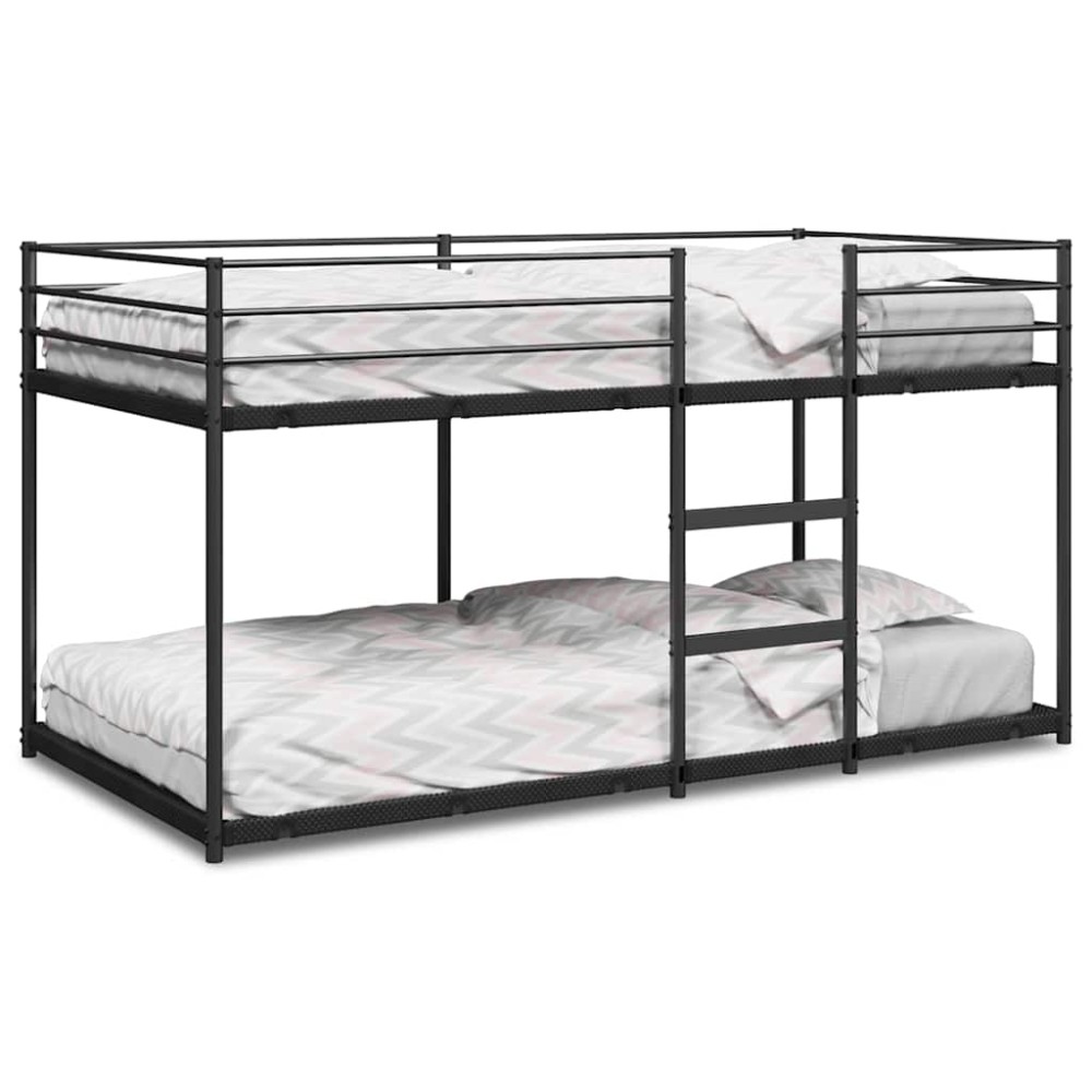 vidaXL Pat supraetajat fără saltea negru 90x190 cm oțel