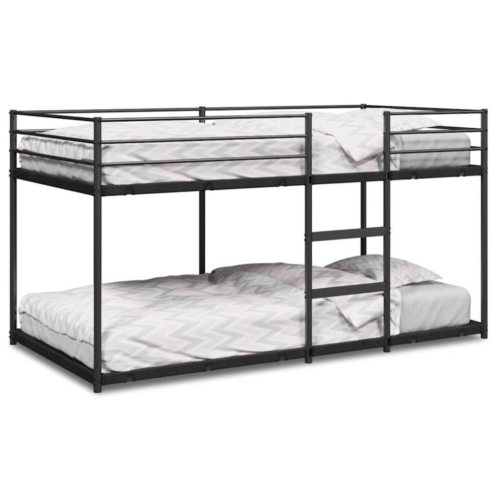 vidaXL Pat supraetajat fără saltea negru 90x200 cm oțel