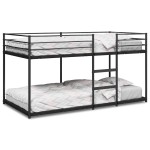 vidaXL Pat supraetajat fără saltea negru 90x200 cm oțel