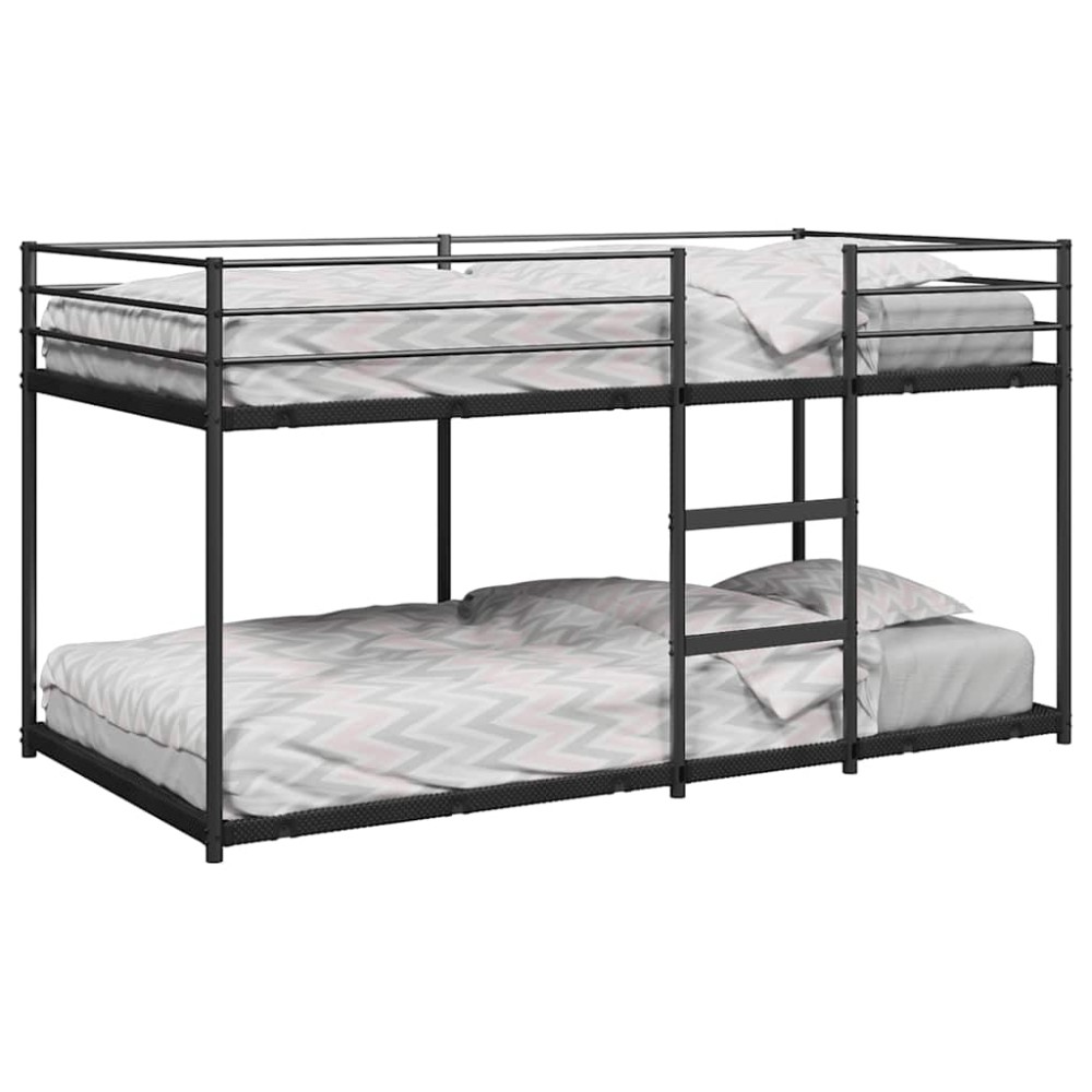 vidaXL Pat supraetajat fără saltea negru 90x200 cm oțel