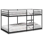 vidaXL Pat supraetajat fără saltea negru 100x190 cm oțel