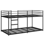 vidaXL Pat supraetajat fără saltea negru 100x190 cm oțel