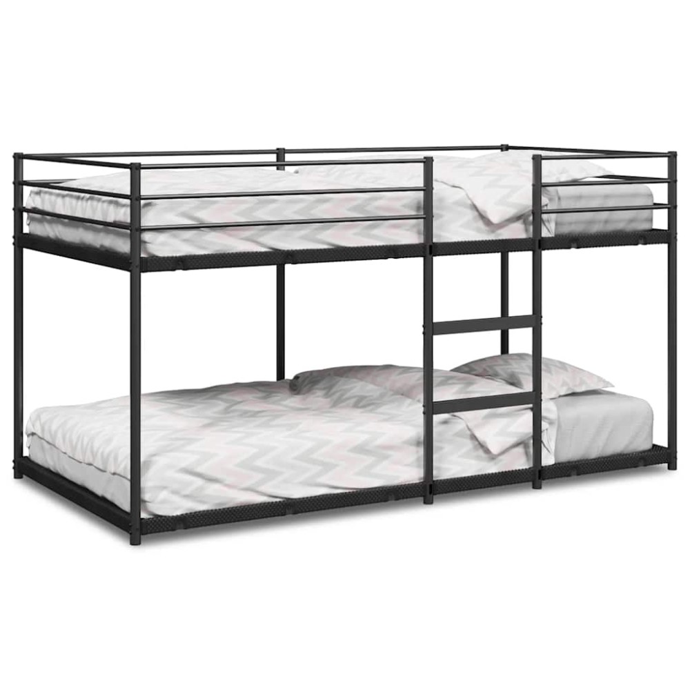vidaXL Pat supraetajat fără saltea negru 107x203 cm oțel