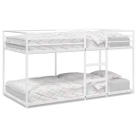 vidaXL Pat supraetajat fără saltea alb 75x190 cm oțel