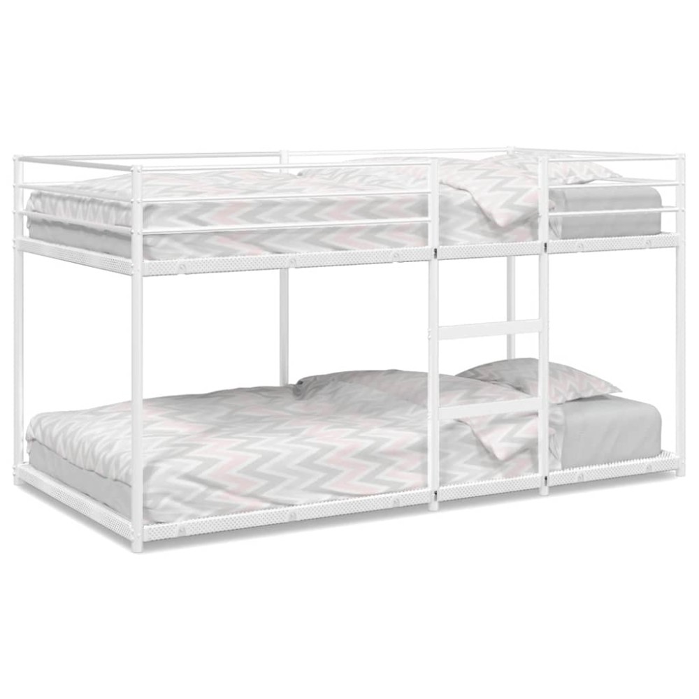 vidaXL Pat supraetajat fără saltea alb 100x190 cm oțel