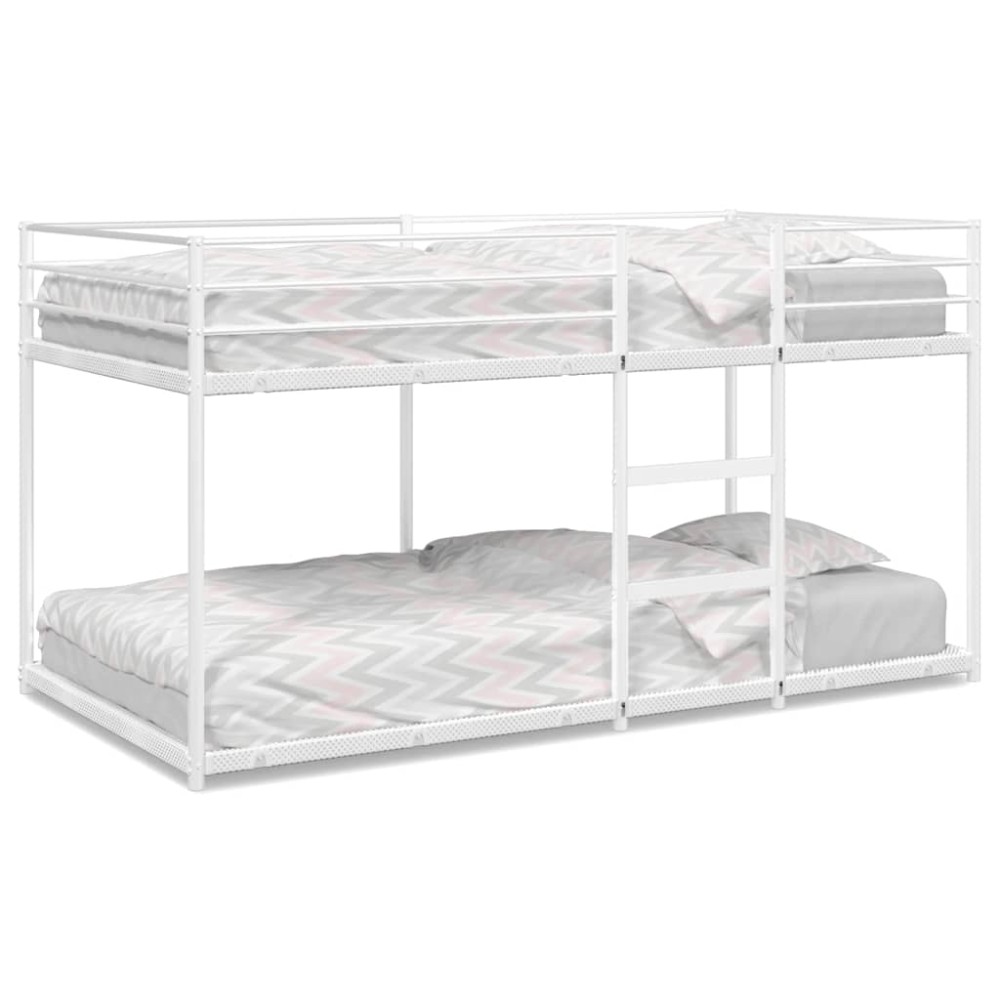 vidaXL Pat supraetajat fără saltea alb 100x200 cm oțel