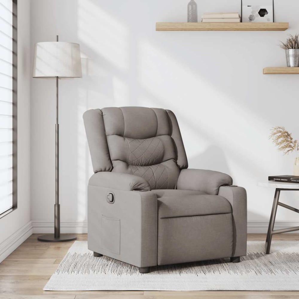 vidaXL Fotoliu rabatabil, gri taupe, material textil