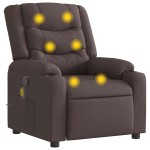 vidaXL Fotoliu de masaj rabatabil, maro închis, material textil