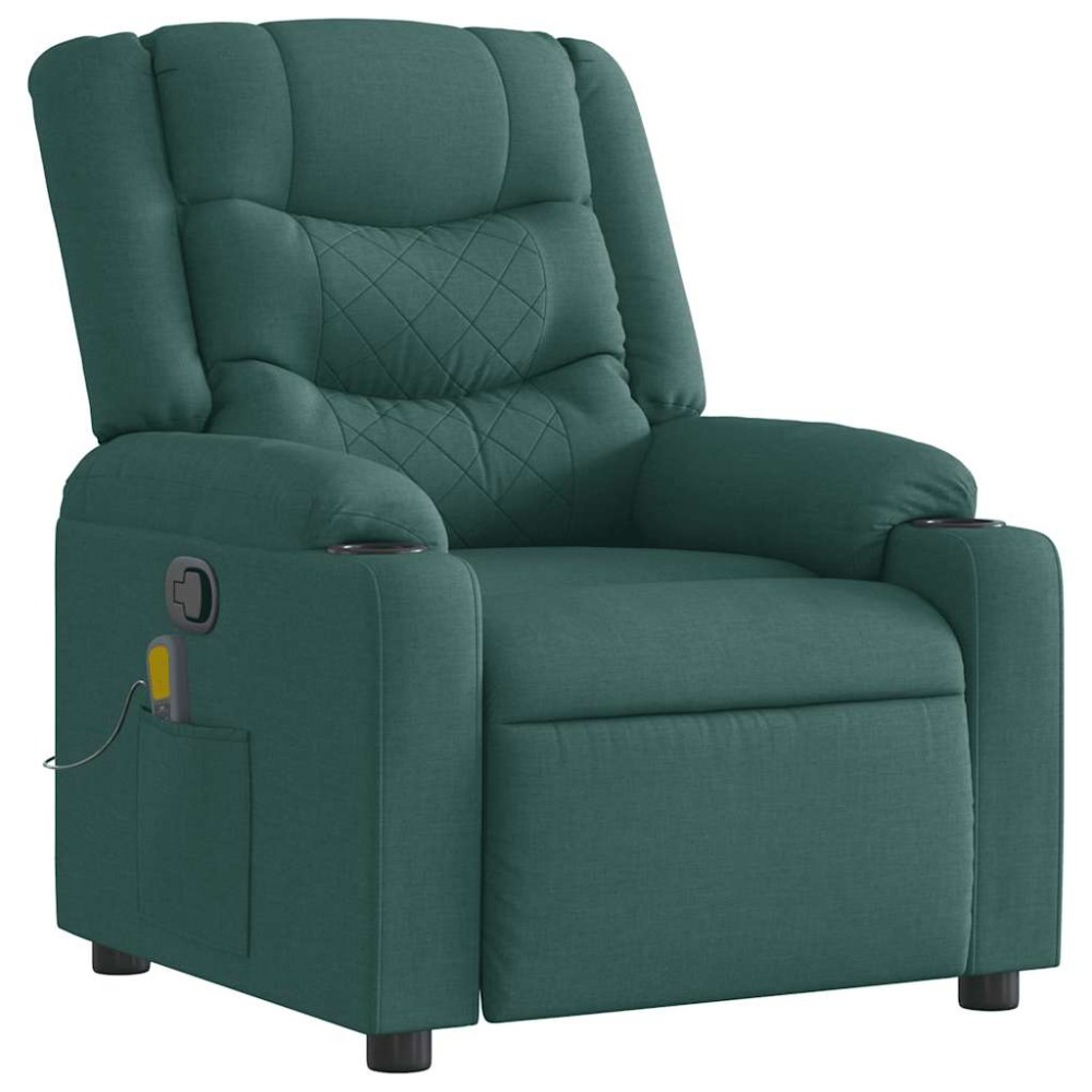 vidaXL Fotoliu de masaj rabatabil, verde închis, material textil