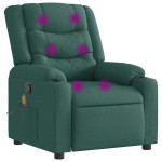 vidaXL Fotoliu de masaj rabatabil, verde închis, material textil vidaXL Fotoliu de masaj rabatabil, verde închis, material textil