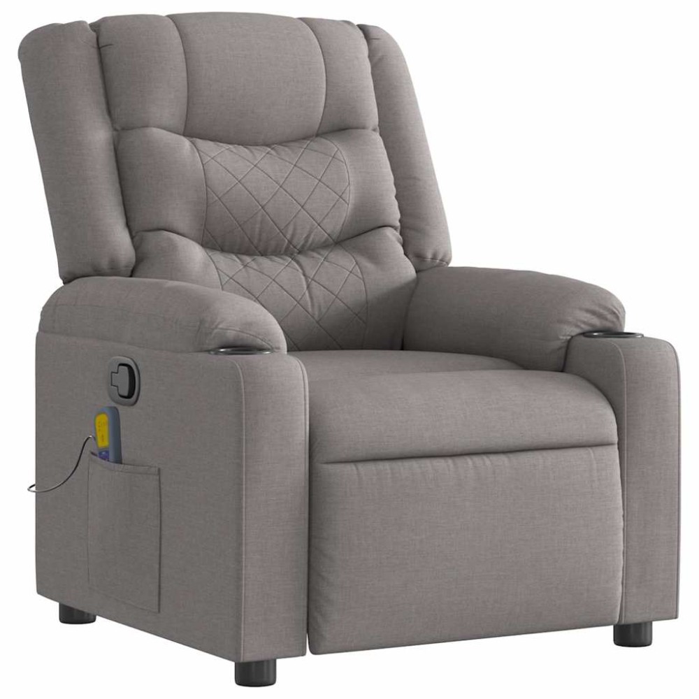 vidaXL Fotoliu de masaj rabatabil, gri taupe, material textil