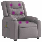 vidaXL Fotoliu de masaj rabatabil, gri taupe, material textil