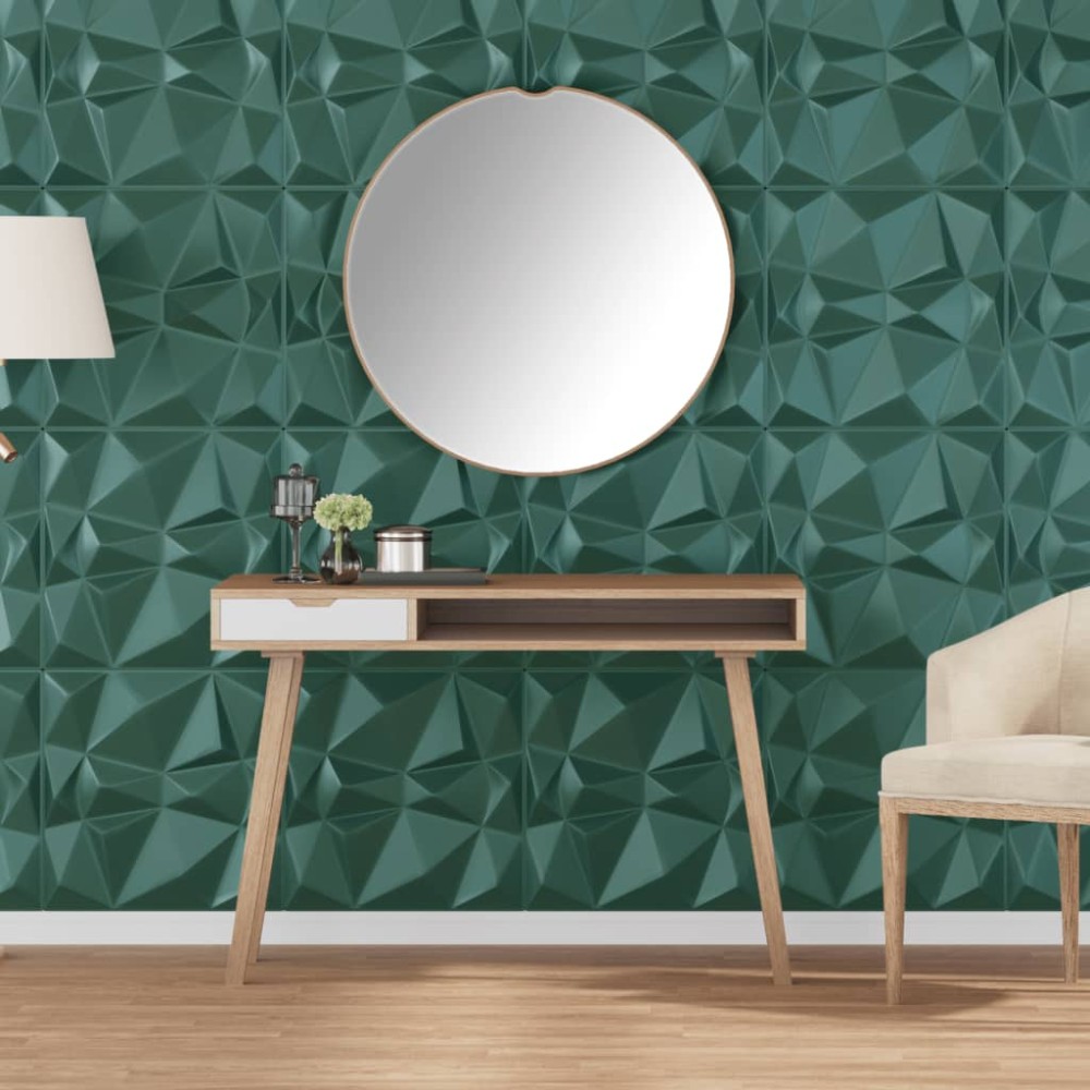 vidaXL Panouri de perete 12 buc. verde 50x50 cm XPS 3 m² diamant