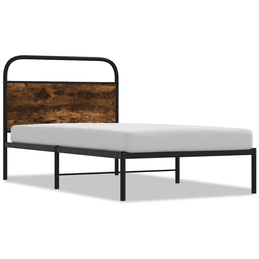 vidaXL Cadru de pat fără saltea 107x203 cm Stejar fumuriu