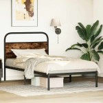 vidaXL Cadru de pat fără saltea 107x203 cm Stejar fumuriu vidaXL Cadru de pat fără saltea 107x203 cm Stejar fumuriu