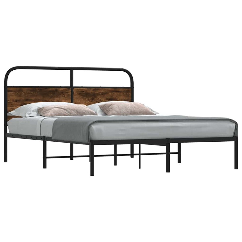 vidaXL Cadru de pat fără saltea 120x190 cm Stejar fumuriu