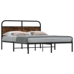vidaXL Cadru de pat fără saltea 135x190 cm Stejar fumuriu vidaXL Cadru de pat fără saltea 135x190 cm Stejar fumuriu