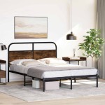 vidaXL Cadru de pat fără saltea 135x190 cm Stejar fumuriu vidaXL Cadru de pat fără saltea 135x190 cm Stejar fumuriu