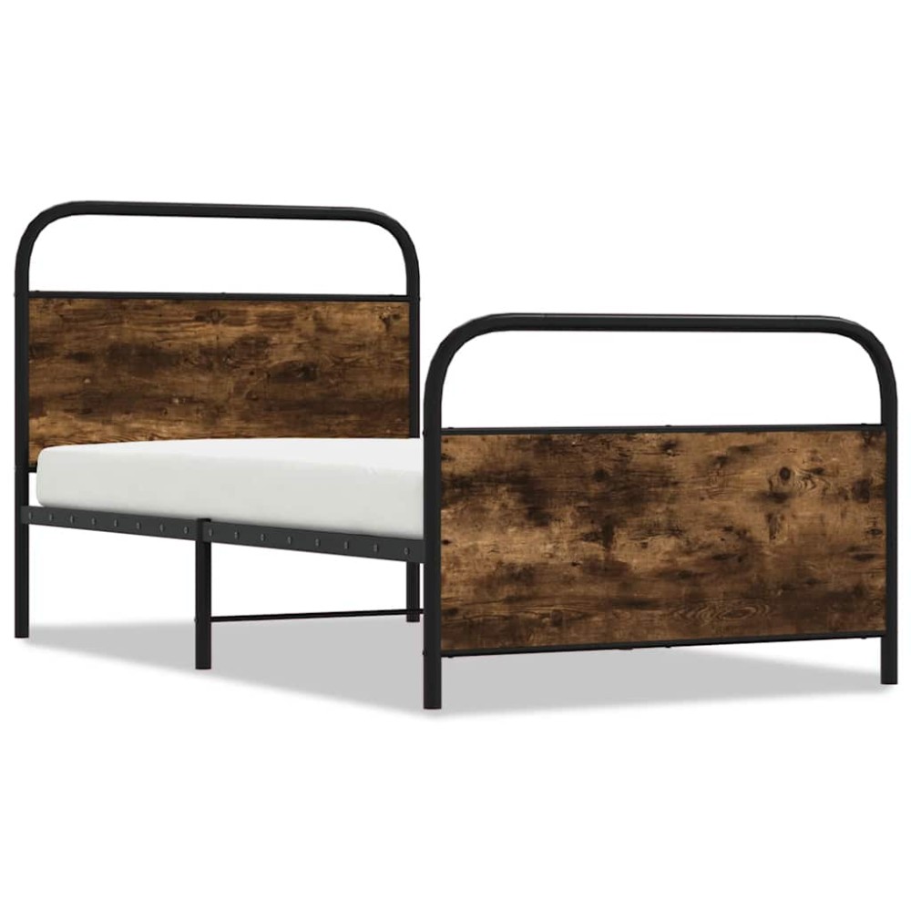 vidaXL Cadru de pat fără saltea 90x200cm Stejar fumuriu lemn prelucrat