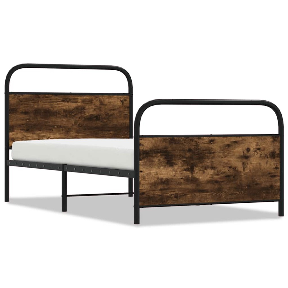 vidaXL Cadru de pat fără saltea 107x203 cm Stejar fumuriu