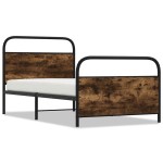 vidaXL Cadru de pat fără saltea 107x203 cm Stejar fumuriu