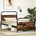 vidaXL Cadru de pat fără saltea 107x203 cm Stejar fumuriu