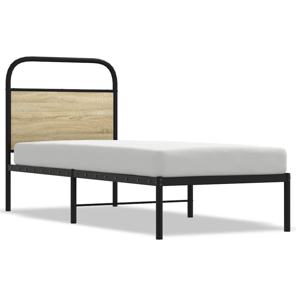 vidaXL Cadru de pat fără saltea 75x190 cm Lemn derivat stejar Sonoma
